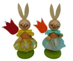 Kraftika Velikonoční figurky - 2 králíčci s tulipánem, ozdoba