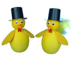 Kraftika Velikonoční figurky - 2 kuřátka s kloboukem, z plsti