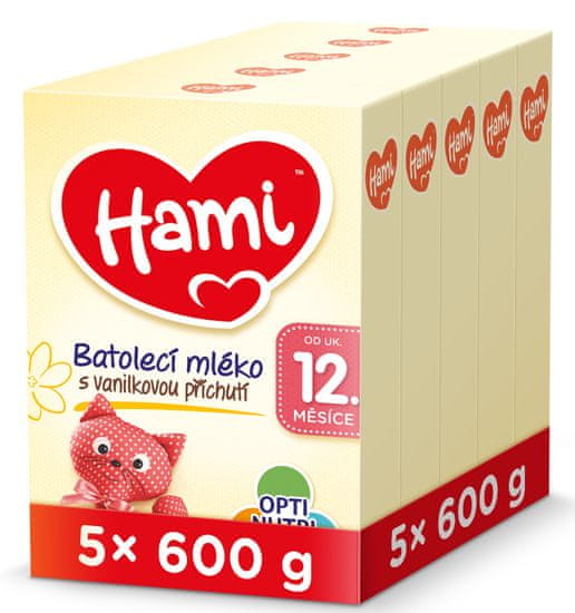 Hami 12+ batolecí mléko s vanilkovou příchutí 5x 600 g