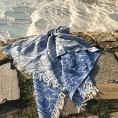 Plážová osuška FISH 90x170 cm, modrá, bavlna