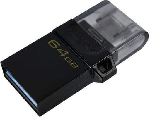 Duálny flash disk fleška Kingston DataTraveler microDuo 3.0 G2 USB 3.2 a microUSB, prepojenie telefónu s počítačom, prepojenie tabletu s počítačom