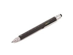 Troika Multifunkční kuličkové pero "Construction", černá, s pravítkem, vodováhou a stylusem