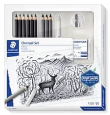 Staedtler Uhlíkové tužky "Design Journey Lumograph", sada s pryží, ořezávátkem, grafit.tužkami 61 100C
