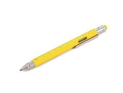 Troika Multifunkční kuličkové pero "Construction", žlutá, s pravítkem, vodováhou a stylusem