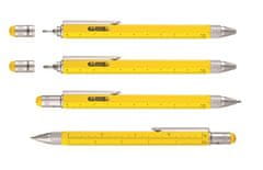 Troika Multifunkční kuličkové pero "Construction", žlutá, s pravítkem, vodováhou a stylusem