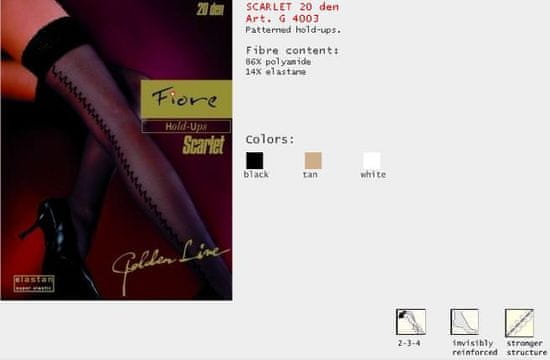 Fiore FIORE 4003 SCARLET dámské samodržící punčochy Barva: černá, Velikost: S
