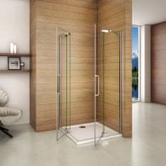 H K Čtvercový sprchový kout AIRLINE R101, 100x100 cm, se dvěma jednokřídlými dveřmi s pevnou stěnou, rohový vstup včetně sprchové vaničky z litého mramoru