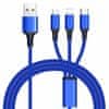PremiumCord 3 in 1 USB kabel, 3 konektory USB-C + microUSB + Lightning, 1,2 m, ku31pow01