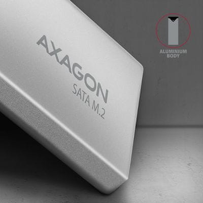 Axagon kompakt merevlemez ház EEM2-U3C USB-C főbb tulajdonságai Kompakt merevlemez ház Axagon M.2 SATA SSD (EEM2-U3C) csatlakozás 2,5” Reading S.M.A.R.T. lemezvédelem
