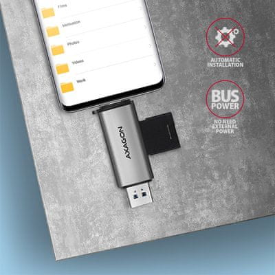 Čtečka paměťových karet Axagon CRE-SAC USB-C+A čtečka SD / microSD