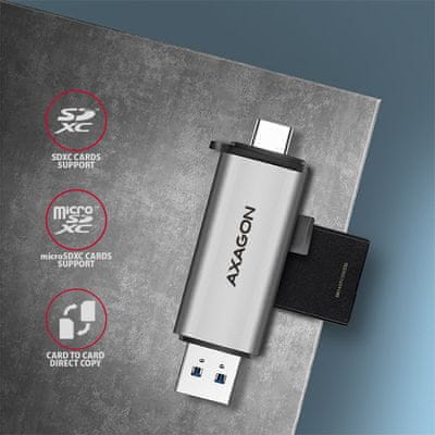 Čtečka paměťových karet Axagon CRE-SAC USB-C+A čtečka SD / microSD