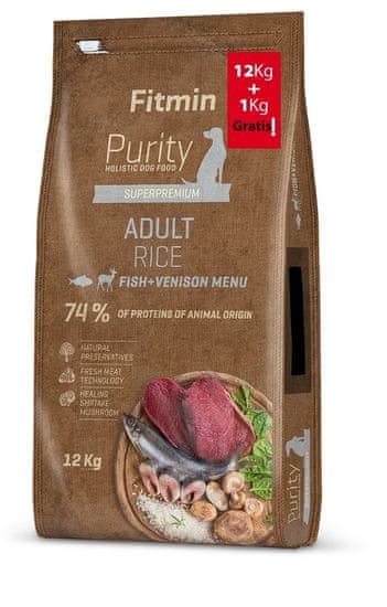 Fitmin dog Purity Rice Adult Fish & Venison 12 kg + 1 kg