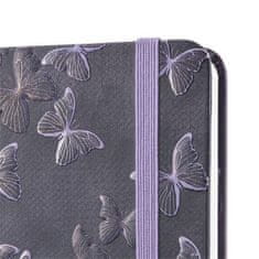 Sigel Exkluzivní zápisník "Jolie", fialová-motýli, A6, linkovaný, tvrdé desky, JN312