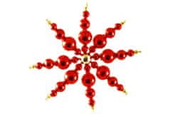 Kraftika Vánoční vločka ze skleněných červených a zlatých korálků