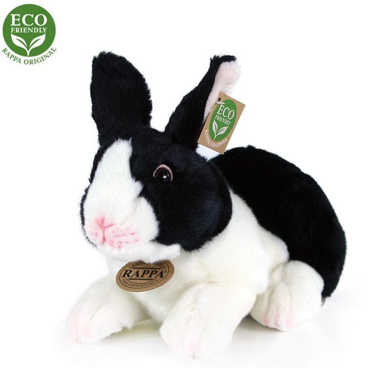 Rappa Plyšový králík bílo-černý ležící, 24 cm, ECO-FRIENDLY