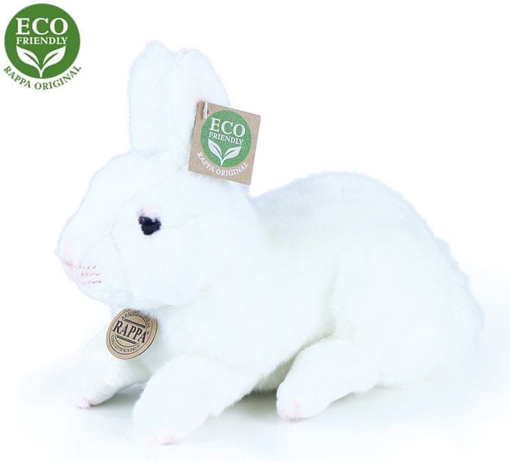 Rappa Plyšový králík bílý ležící, 23 cm, ECO-FRIENDLY