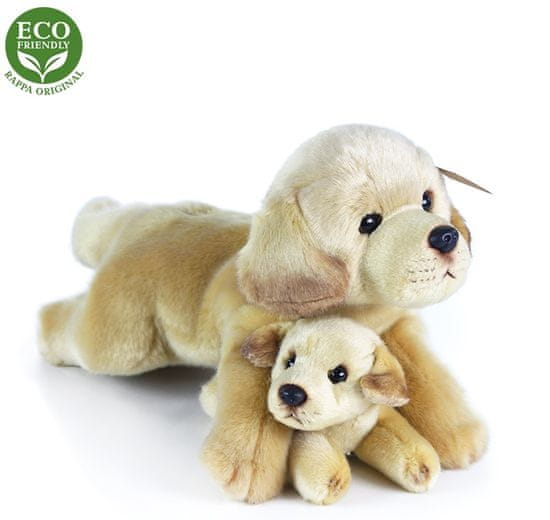 Rappa Plyšový labrador s miminkem ležící, 25 cm, ECO-FRIENDLY