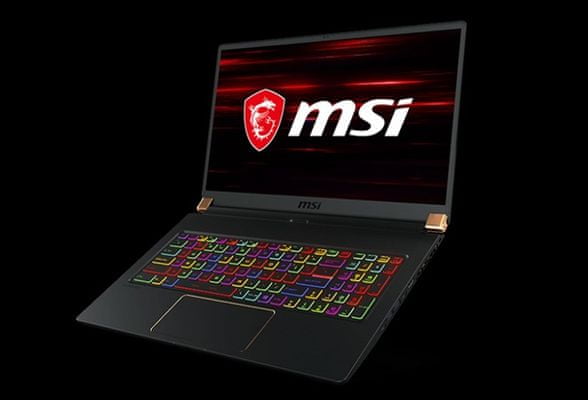 MSI grafický herní notebook GS75 Stealth 10SFS-053CZ steelseries klávesnice podsvícená per-key RGB pracovní a herní stanice stereo zvuk zesilovač