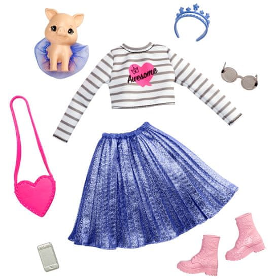 Mattel Barbie Princess Adventure Zvířátko a šaty s doplňky Prasátko