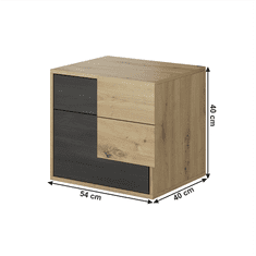 KONDELA Ložnicová sestava (postel+2x noční stolek+skříň), dub artisan/černá borovice norská, BAFRA