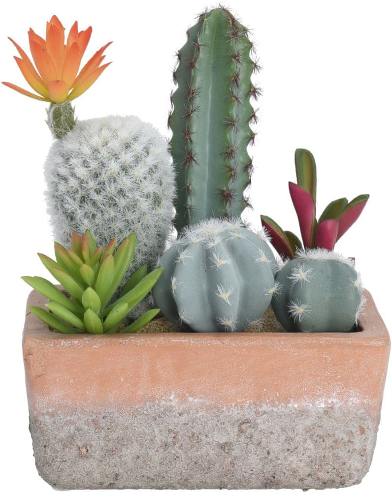 Koopman Umělé kaktusy v keramickém květináči, 20 × 15 × 9 cm