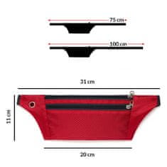 MG Ultimate Running Belt běžecký opasek s otvorem pro sluchátka, červený
