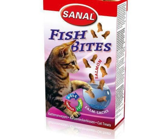 Sanal Fish bites 75g - křupavé rybičky drůbeží a losos
