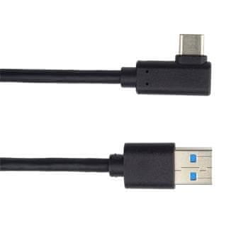 PremiumCord Kabel USB typ C/M zahnutý konektor 90° - USB 3.0 A/M, 2 m ku31cz2bk