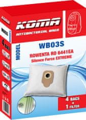 KOMA WB03S - Sáčky do vysavačů pro Rowenta Silence Extreme RO6441EA, textilní, 4ks