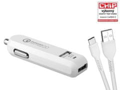 Avacom  CarMAX 2 nabíječka do auta 2x Qualcomm Quick Charge 2.0, bílá barva (USB-C kabel)