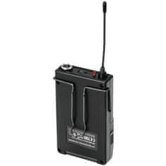 Omnitronic UHF-502, kapesní bezdrátový vysílač 823-832MHz s klopovým mikrofonem