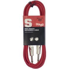Stagg SGC3DL CRD, kabel JACK/JACK, 3 m, červený