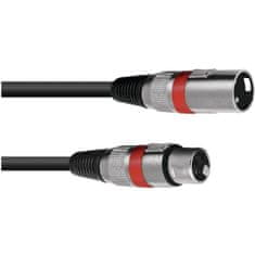 Omnitronic Kabel MC-10R, zástrčka - zásuvka, XLR, symetrický, červený, 1m