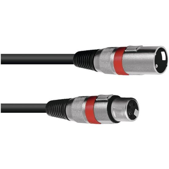 Omnitronic Kabel MC-30R, zástrčka - zásuvka, XLR, symetrický, červený, 3m