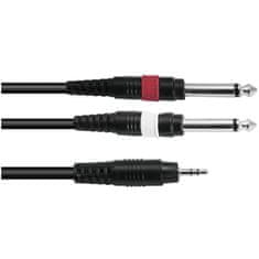 Omnitronic Kabel AC35-15 Jack 3,5 stereo - 2x Jack 6,3 mono, 1,5 m