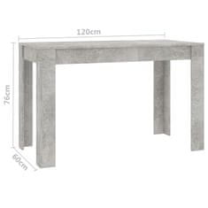 Greatstore Jídelní stůl betonově šedý 120 x 60 x 76 cm dřevotříska