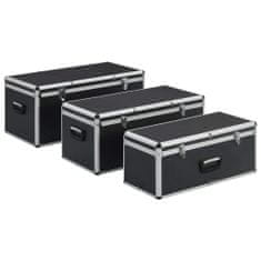 shumee Úložné kufry 3 ks černé hliníkové