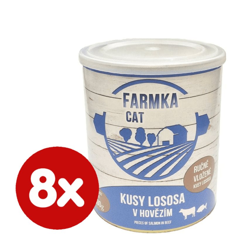 Levně FALCO FARMKA CAT s lososem 8x800 g
