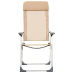 shumee Skládací kempingové židle 2 ks krémové hliníkové