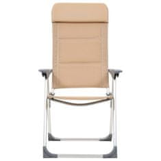 Vidaxl Kempingové židle 2 ks krémové 58 x 69 x 111 cm hliník