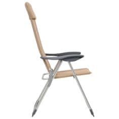 Greatstore Kempingové židle 2 ks krémové 58 x 69 x 111 cm hliník