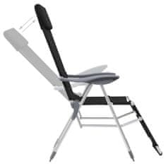 Greatstore Skládací kempingové židle s podnožkou hliníkové 2 kusy černé
