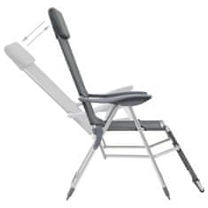 Greatstore Skládací kempingové židle s podnožkou hliníkové 2 kusy šedé