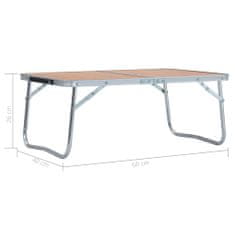 Greatstore Skládací kempingový stůl hnědý hliník 60 x 40 cm