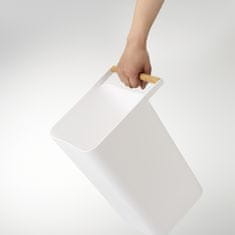 Yamazaki Odpadkový koš s madlem Como 3132, plast/dřevo, 9,5l, bílý