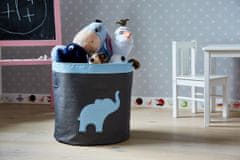 Love It Store It Velký úložný box na hračky, kulatý - šedý, modrý slon