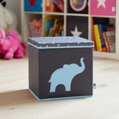 Love It Store It Úložný box na hračky s krytem - šedý, modrý slon