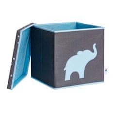 Love It Store It Úložný box na hračky s krytem - šedý, modrý slon