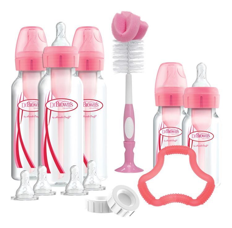 Dr.Brown´s Set 5 láhví Options+ úzké plast růžová