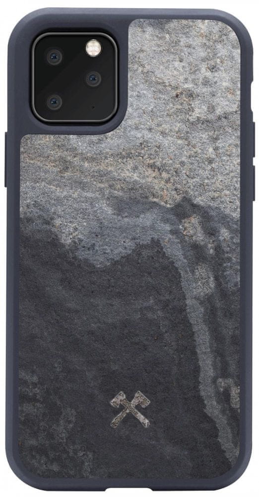 Levně WOODCESSORIES Bumper Case Camo Gray / Real Slate Stone / Black TPU Softcase - iPhone 11 Pro Max sto063